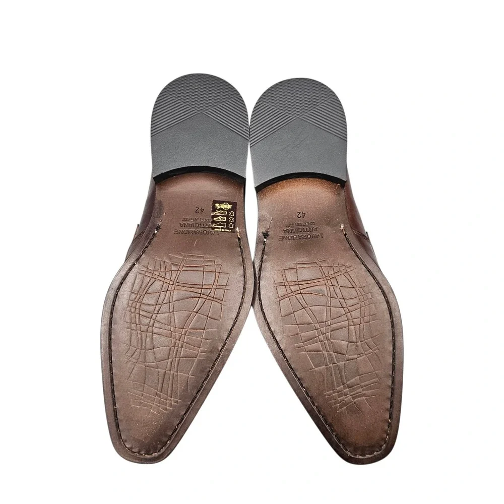 Di Franco Men's Size 42/ 8.5 US Brown Vitello Leather Dress Shoes Made In Italy